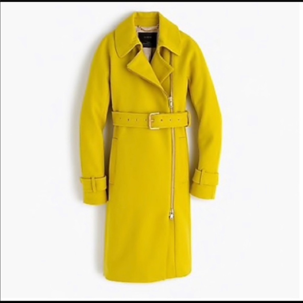 J. Crew Belted zip trench coat in wool melton